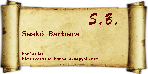 Saskó Barbara névjegykártya