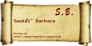 Saskó Barbara névjegykártya